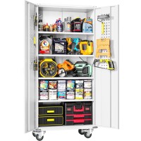 Intergreat Metal Garage Storage Cabinet Lockable Rolling Tool Cabinet With Pegboard And Shelves 72 Tall Heavyduty File Cabi