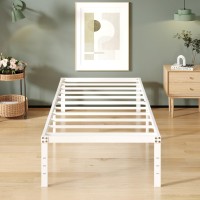 Upcanso 16 Inch White Twin Xl Bed Frames Metal Platform Twin Xl Bed Frame With High Storage Eassy Assembly 2 500 Lbs Heavy Dut