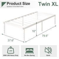 Upcanso 16 Inch White Twin Xl Bed Frames Metal Platform Twin Xl Bed Frame With High Storage Eassy Assembly 2 500 Lbs Heavy Dut