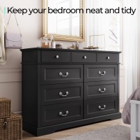 Linsy Home Farmhouse 9 Drawers Dresser Chests For Bedroom Wood Dresser Wide Chest Of Drawers Storage Dressers Organizer For Be