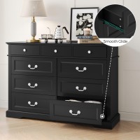 Linsy Home Farmhouse 9 Drawers Dresser Chests For Bedroom Wood Dresser Wide Chest Of Drawers Storage Dressers Organizer For Be