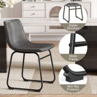 Reoney Dining Chairs Set Of 4 Pu Leather Armless Dinner Chairs With Backrest 18 Modern Kitchen Dining Room Chair With Metal