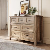 Linsy Home Farmhouse 7 Drawers Dresser Chests For Bedroom Wood Dresser Wide Chest Of Drawers Storage Dressers Organizer For Be