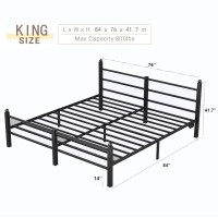 Collaredeagle King Bed Frame With Headboard And Footboard Heavy Duty Steel Slats Support Metal Bed Frame With Charging Station