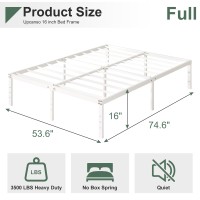 Upcanso 16 Inch White Full Size Bed Frame No Box Spring Need Metal Platform Full Bed Frames With High Storage Eassy Assembly 3