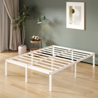 Upcanso 16 Inch White Queen Bed Frame No Box Spring Required Metal Platform Queen Size Bed Frames With High Storage Eassy Asse