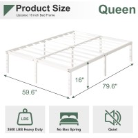 Upcanso 16 Inch White Queen Bed Frame No Box Spring Required Metal Platform Queen Size Bed Frames With High Storage Eassy Asse