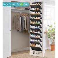 Aooda 10 Tier Clear Over The Door Shoe Organizer Storage Deep Pockets Large Hanging Shoe Rack For Closet Door Fit 20 Pairs Sho