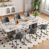 Reoney Dining Chairs Set Of 6 Pu Leather Armless Dinner Chairs With Backrest 18 Modern Kitchen Dining Room Chair With Metal