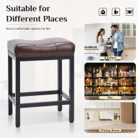 Sweetcrispy 24 Inch Bar Stools Set Of 2 Upholstered Modern Counter Height Bar Stools For Kitchen Island Modern Pu Leather Sadle