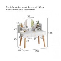 Aeumruch Simple Dressing Table Small House Wood Dressing Table Dressing Table Set with Chair and LED Light (with Chair and Light, 39.5inch)