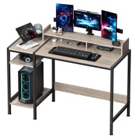 Minosys Computer Desk 39 Inch Home Office Desk With Storage Gaming Desk With Monitor Stand Modern Simple Study Table Adjust