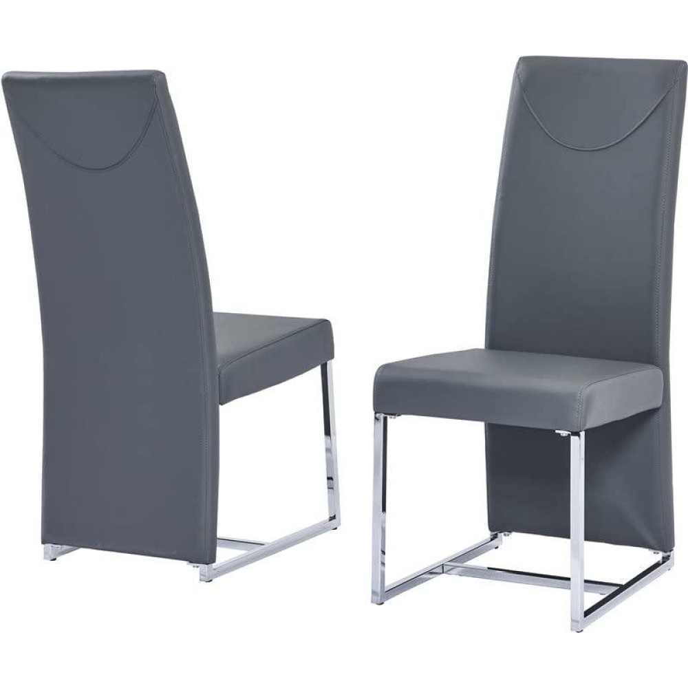 Best Master Furniture Judoc Modern Faux Leather Side Chairs, Set Of 2, Grey