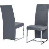 Best Master Furniture Judoc Modern Faux Leather Side Chairs, Set Of 2, Grey