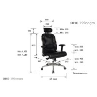 Offiho Model Croma | Directive Desk Chair, Ergonomic, Reclinable, High Mesh Back And 7-Position Adjustable Armrests, Leather Seat With Adjustable And Padded Headboard.