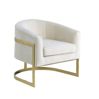 Best Master Furniture Traxmon Velvet Upholstered Accent Chair In White