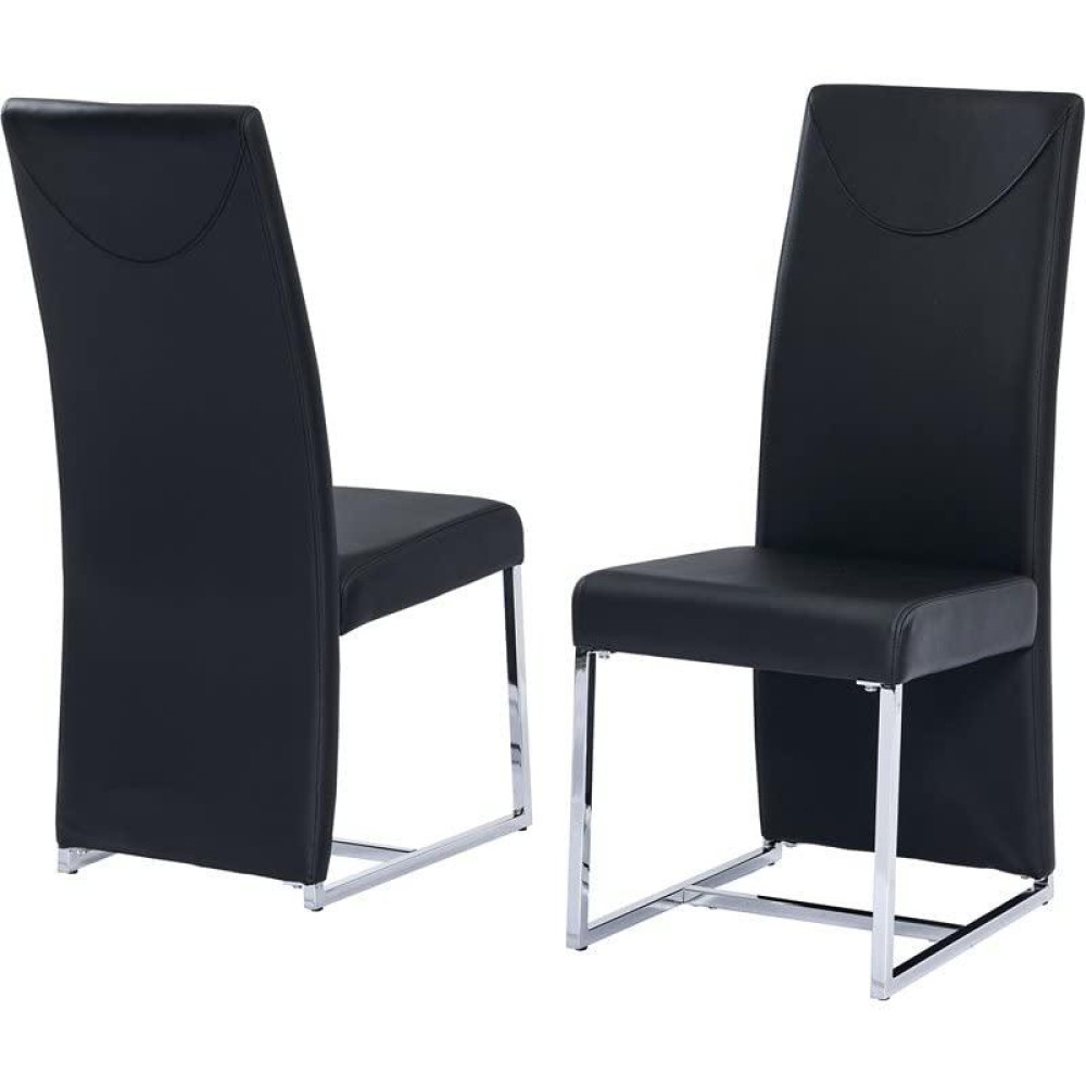 Best Master Furniture Judoc Modern Faux Leather Side Chairs, Set Of 2, Black