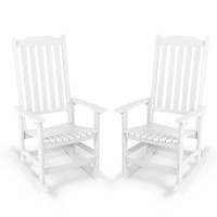 Mguio Outdoor Rocking Chairs Set Of 2 Porch Rocker With High Back Patio Rockers Set Of 2 Hdpe Weather Resistant Rocking Chair