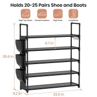 Vilick 5 Tier Shoe Rack With Hook And Side Pocket Shoe Organizer Space Saver Storage For 2025 Pair Shoe Storage Shelf Sturdy Fr