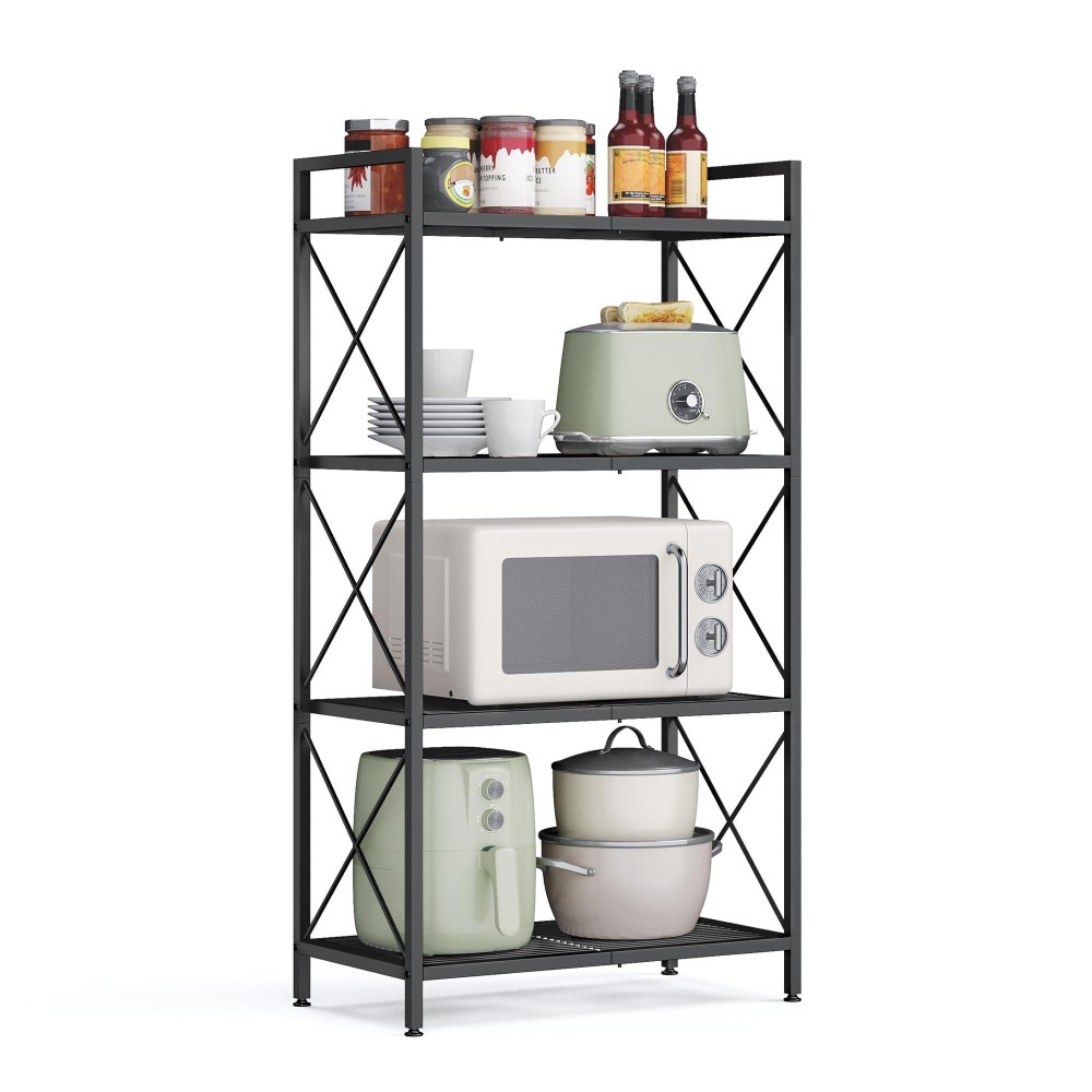 Songmics 4Tier Metal Storage Rack Shelving Unit With X Side Frames Dense Mesh 126 X 236 X 443 Inches For Entryway Kitch