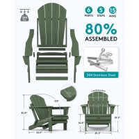 Serwall Adirondack Chair Set Of 4 For Patio Garden Outdoors Fire Pit Army