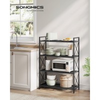 Songmics 4-Tier Metal Storage Rack  Shelving Unit With X Side Frames  Dense Mesh  12.6 X 31.5 X 44.3 Inches  For Entryway  Kitchen  Living Room  Bathroom  Industrial Style  Ink Black Ubsc184B01