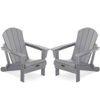 Serwall Folding Adirondack Chair Painted Adirondack Chair Set Of 2 Weather Resistant For Patio Deck Garden Backyard Deck Fire