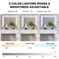 Likein Makeup Vanity With Charging Station Makeup Vanity Desk With Mirror And Lights Dressing Table With Nightstand Drawers