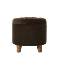 Homepop Home Decor Upholstered Round Velvet Tufted Foot Rest Ottoman Ottoman With Storage For Living Room Bedroom Decora