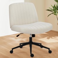 Sweetcrispy Criss Cross Office Chair With Wheels Wide Armless Home Office Desk Chair With Dualpurpose Base Swivel Adjustable