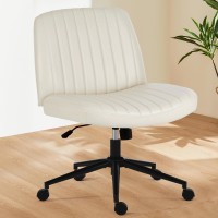 Sweetcrispy Criss Cross Office Chair With Wheels Wide Armless Home Office Desk Chair With Dualpurpose Base Swivel Adjustable