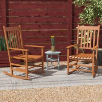 Outsunny Outdoor Rocking Chair Set Of 2 Patio Wooden Rocking Chair With Smooth Armrests High Back For Garden Balcony Porch