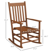 Outsunny Outdoor Rocking Chair Set Of 2 Patio Wooden Rocking Chair With Smooth Armrests High Back For Garden Balcony Porch