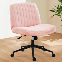 Sweetcrispy Criss Cross Office Chair With Wheels Wide Armless Home Office Desk Chair With Dualpurpose Base Swivel Adjustable