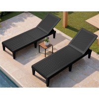 Greesum Outdoor Chaise Lounge Chairs Set Of 2 With 5Position Adjustable Backrest Waterproof Pe Sun Loungers For Garden Pool Be