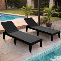 Greesum Outdoor Chaise Lounge Chairs Set Of 2 With 5Position Adjustable Backrest Waterproof Pe Sun Loungers For Garden Pool Be