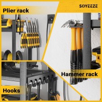 Soyeeze Power Tool Organizer With Charging Station Garage 8 Drill Holder Wall Mount Built In 8 Outlet Power Strip Power Tool Sto