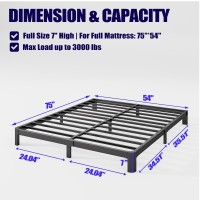 Hunlostten 10In High Full Size Bed Frame No Box Spring Needed Heavy Duty Metal Platform Bed Frame Full With Round Corners Easy