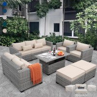 Rattaner 7Piece Outdoor Furniture Sets Patio Furniture Set Patio Couch Outdoor Chairs Storage Table With Antislip Cushions And