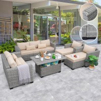 Rattaner 7Piece Outdoor Furniture Sets Patio Furniture Set Patio Couch Outdoor Chairs Storage Table With Antislip Cushions And