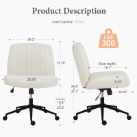 Sweetcrispy Criss Cross Chair Legged Armless Office Desk Chair With Wheels Swivel Vanity Chair Height Adjustable Wide Seat Co