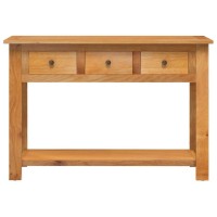 Vidaxl Console Table - Solid Oak Wood And Veneered Mdf, Scandinavian Style, Versatile Home Furniture With Drawers And Shelf, Brown