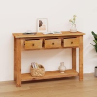 Vidaxl Console Table - Solid Oak Wood And Veneered Mdf, Scandinavian Style, Versatile Home Furniture With Drawers And Shelf, Brown