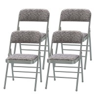 Amazing For Less Pack Of 4 Fabricvinyl Steel Frame Metal Foam Padded Folding Chairs Black Gray White 4Pack Fabric Gra