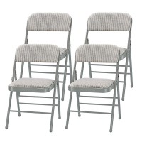 Amazing For Less Pack Of 4 Fabricvinyl Steel Frame Metal Foam Padded Folding Chairs Black Gray White 4Pack Fabric Whi