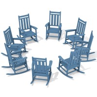 Kingyes Outdoor Patio Rocking Chair Set Of 8 Weather Resistant Oversized Porch Rocker High Back Outdoor Rocking Chair For Adul