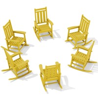 Kingyes Outdoor Patio Rocking Chair Set Of 6 Yellow