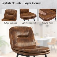 Cozyman Bar Stools Set Of 3 Doublelayer Upholstered Bar Height Stools For Kitchen Island Pub Faux Leather Barstools With Back