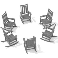 Kingyes Outdoor Patio Rocking Chair Set Of 6 Gray