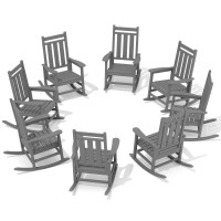 Kingyes Outdoor Patio Rocking Chair Set Of 8 Gray